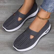 2025 Autumn/Winter New Women's Casual Sports Shoes, Wear-Resistant And Non-Slip Slip-On Women's Flat Shoes, Suitable For Indoor Gym, Office Work, Kitchen Work, Nursing Women's Loafers, Hiking, Outdoor Climbing, Christmas Gifts, Mother Shoes, Mother Shoes, Women's Shoes - 灰色 - 查看 2