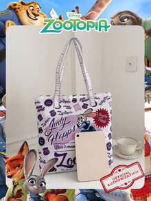 1 Pc Disney Officially Licensed Zootopia/Judy Pattern Canvas Tote Bag, Large-Capacity Shoulder Bag, Lightweight Reusable Shopping Bag – Ideal For Women,Girls, Teens, Cartoon Fans,Youngster, Perfect For Daily Commutes, Grocery Shopping, School Runs, Beach Trips, Holiday Gatherings,Back To School ﻿ - Multicolor - View 5