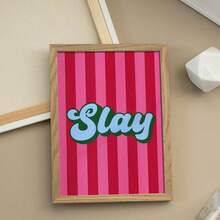 1 pieza Póster de lienzo sin marco, pintura decorativa con eslogan de rayas verticales rosas en contraste retro, decoración de habitación fresca Y2K, arte de pared para apartamento, decoración de pared para dormitorio - Multicolor - Ver 3