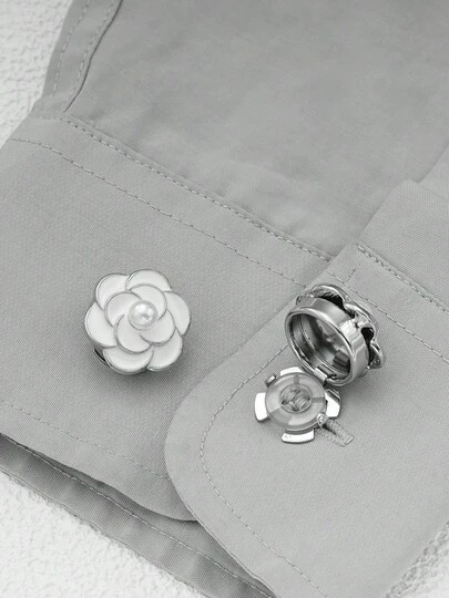 1/2/5 chiếc khuy cài áo giả ngọc trai hình hoa trà cho nữ, khuy cài có thể tháo rời, khuy cài trang trí cho quần áo, khuy bấm kèm kìm ép cho váy, áo sơ mi, vest.