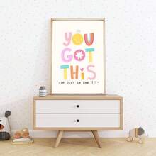 1pc You Got This Wall Art Paintings Inspirational Positive Quote Poster Cute Colorful Motivational Canvas Print Aesthetic Boho Room Decor For Kids Bedroom Nursery Office Unframed/Wooden Hanging Scroll - Multicolor - View 3