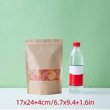 50 túi giấy Kraft tự đứng có cửa sổ sọc mờ, thích hợp để bảo quản và đóng gói cà phê, trái cây khô, gia vị, bánh quy, phô mai, kẹo, v.v. trong gia đình. Cũng thích hợp cho các dịp lễ, kỷ niệm, họp mặt gia đình, sinh nhật, đám cưới, tiệc tùng, đóng gói quà tặng. Có thể sử dụng để hàn kín bằng nhiệt trong thương mại. - màu nâu - Xem 21