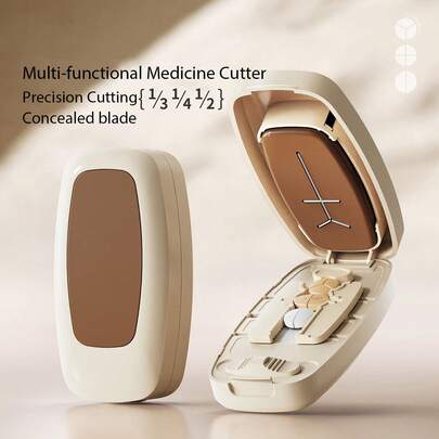 Multi-Function Pill Cutter Precise 1/2, 1/3, 1/4 Tablet Cutting Suitable For All Types Of Tablets Portable Pill Cutter Fits Easily In Your Pocket Or Bag