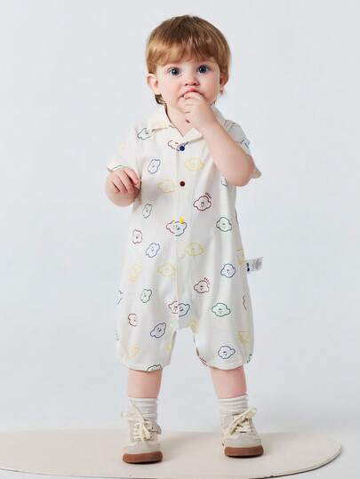 mini bala Baby Romper Casual Collared Summer Outfit, Soft Breathable Sweat-Wicking 2026