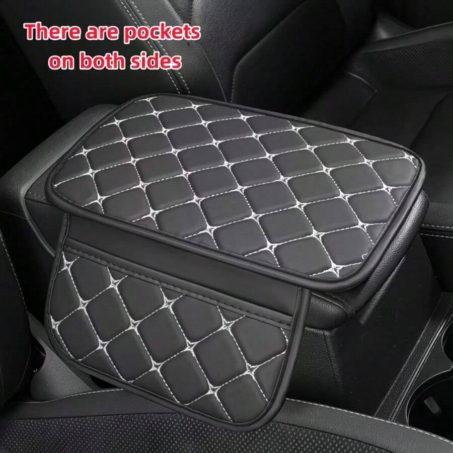 Almofada de apoio de braço para carro com estampa de pentagrama (1 Peça), disponível nas versões com e sem compartimento duplo, em Pu, ideal para guardar documentos, 30,5 cm x 20,3 cm, acessório para interior de carro. - Sem bolsos - Ver 1