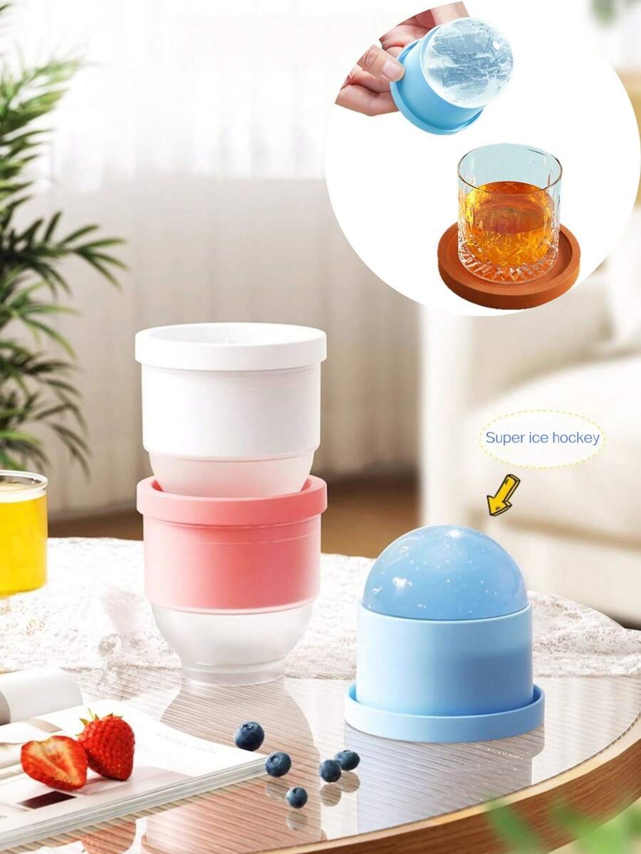 Khuôn làm đá viên silicon cỡ lớn 5.5*5CM, khay nhấn nút tiện dụng cho rượu whisky, tiệc tùng, giải trí, bãi biển, dễ dàng mang theo.