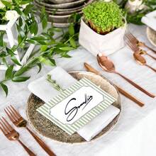 Soft Green Striped Vertical Table Card, Suitable For Spring Wedding, Birthday Party, Bridal Shower, Dining Table Decor - A - View 6