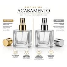 Kit Frascos de Perfume 50ml Cubo - Luxo com Válvula Spray Dourada e Prata Vidro para Perfume - Dourado - Visão 9