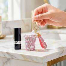 Pink Rhinestone Boba Lighter With Keychain, Cute Refillable Butane Lighter (Fuel Not Included), Sparkly Bubble Tea Shaped Gas Lighter With Adjustable Flame, Aesthetic Pink Gift For Women - 查看 2