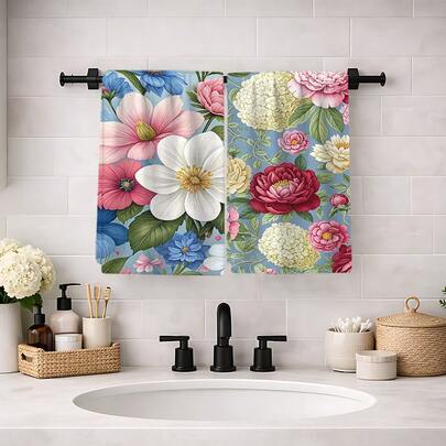2/4/6pcs Floral Print Dish Towels, Super Absorbent Microfiber Modern Dish Cloths, Cooking And Baking Tea Towels, Cleaning Rags, Hand Towels, Soft And Highly Absorbent, Kitchen Decor, Gifts For Neighbors, Mothers, Birthdays, Housewarming For Friends, Kitchen Essentials, Daily Necessities