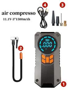 汽車電池啟動器附 150PSI 充氣泵，可攜式汽車啟動器含自動關機胎壓充氣機，附跳線與照明燈 - J33啟動電源 - 查看 16