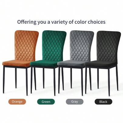  ZOONFA Velvet Grey Dining Chairs, High Back Upholstered Padded Seat Kitchen Living Room Chairs With Metal Legs