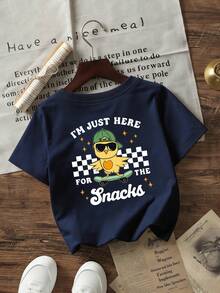 Baby BoyStreet Style T-Shirt, Soft Cotton Loose Short Sleeve Top - Navy Blue - View 3