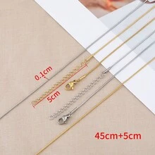 Bộ 5 dây chuyền dạng xích rắn bằng thép không gỉ kèm khóa càng cua, thích hợp để tự làm trang sức. - chuỗi rắn - Xem 4