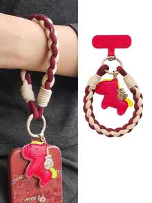 编织手机挂绳，配结实耐用的皮革马形吊坠、腕带、钥匙链、防丢垫 - 彩色 - 查看 2