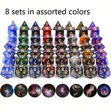 7pcs Starry Sky Dual-Color Dice Set - Cartoon & Dreamy Style, Suitable For Tabletop Games Interaction. Dice Set, Tabletop Game Accessories, Stress Relief Toy - 56pcs Galaxy Style Dice Set With D4 D6 D8 D10 D12 D12D20 Polyhedral Dice, Suitable For TRPG Board Games, Creative Game Dice, Game Gift! Must-Have For 2025 Gamers! Birthday Gift, Christmas Gift, Halloween Gift, Perfect Gift, Stationery, Stress Ball - Multicolor - View 28