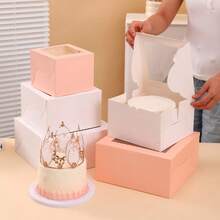 1/5 hộp bánh trong suốt có cửa sổ, kích thước 6"/8"/10"/12", hộp đựng bánh mang đi có nắp đậy, thích hợp làm quà tặng sinh nhật, đám cưới, tiệc lễ, Giáng sinh, Ngày của Mẹ, dùng để đóng gói kẹo, sô cô la, bánh quy, bánh rán, pizza, bánh ngọt, món tráng miệng, dâu tây, bánh macaron, bánh cupcake, bánh bông tuyết, bánh nướng, kẹo truffle, v.v. - Nhiều màu - Xem 6