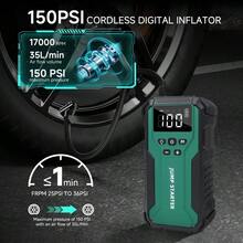 汽車電池啟動器附 150PSI 充氣泵，可攜式汽車啟動器含自動關機胎壓充氣機，附跳線與照明燈 - J33啟動電源 - 查看 4