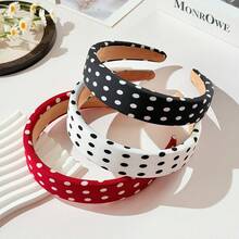 Adorable Polka Dot Hairband Inspired By French Fashion  Bow Headband For Girls And Women Comfortable Elastic Design Perfect For School Office Or Weekend Styling - Đỏ - Xem 1