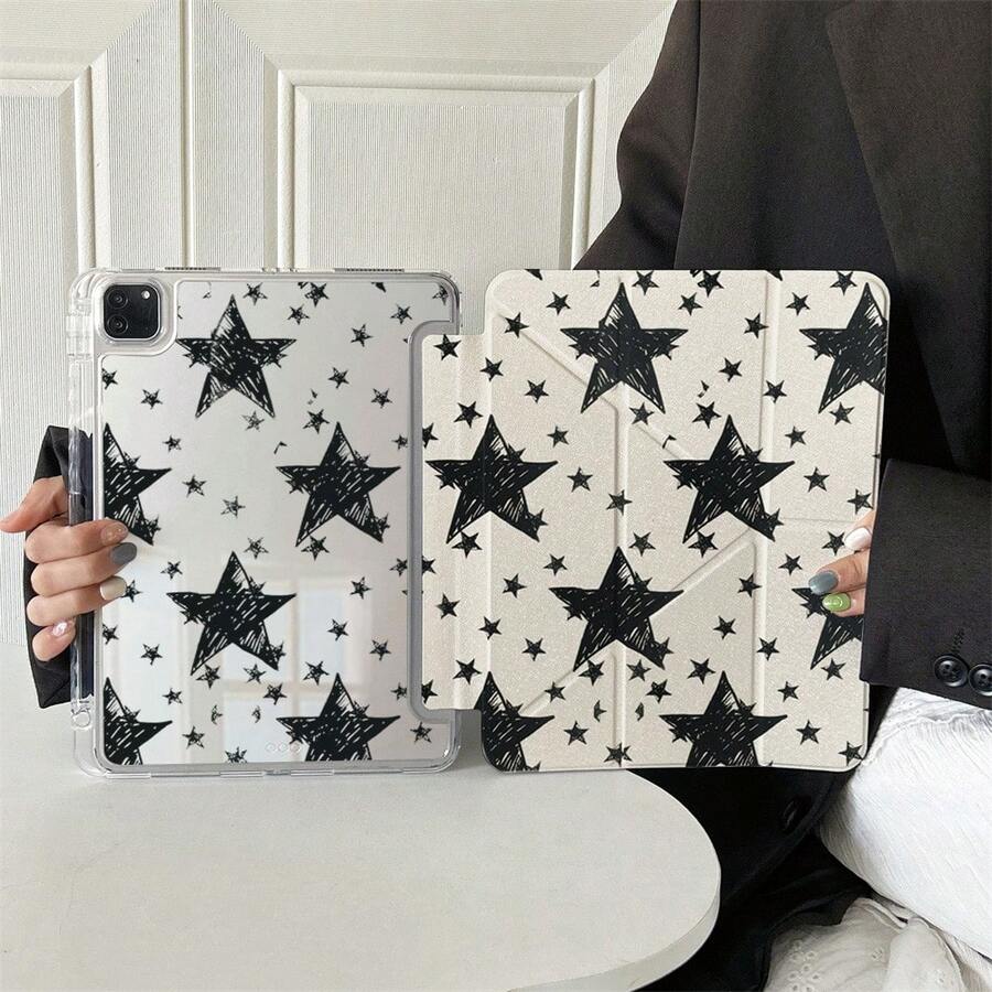 1 pieza Funda protectora de tableta de acrílico transparente con diseño de soporte plegable innovador para visualización en múltiples ángulos, resistente a arañazos y caídas, elegante y práctico, compatible con iPad Pro 2024/Air M3/A16 2187, para trabajo, viaje y ocio en el hogar - Multicolor - Ver 1