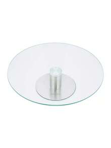 Vassoio rotante in vetro temperato a singolo strato, design minimalista per casa/sala da pranzo, girevole per frutta e spuntino, base in acciaio inossidabile, durevole - Visualizzare 7