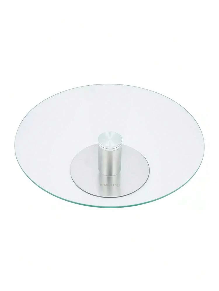Single Layer Tempered Glass Rotating Tray, Minimalist Design For Home/Dining Room, Fruit & Snack Turntable, Stainless Steel Base, Durable - View 7