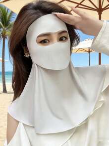 Extended Neck Protection Ice Silk Cooling Sun Protection Face Mask, Full Face And Neck Dual Protection, UPF50+ UV Blocking; Specially Designed For Women, Ice Silk Fabric Breathable And Lightweight, Anti-Fog; Soft, Lightweight And Elastic Fabric, No Pressure Marks When Worn; Adjustable Ear Loops, Comfortable All-Day Wear; Quick-Drying And Sweat-Resistant, Suitable For Driving, Cycling, Gardening, Golf, Hiking, Fishing And Other Outdoor Activities; Breathable And Ventilated Structure, Sun Protection Without Stuffiness; Essential For Outdoor Workers, Travelers And Beach Lovers In Summer; Skin-Friendly And Lightweight, Ideal Choice For Daily Outdoor Sun Protection - Multiple Styles - View 7