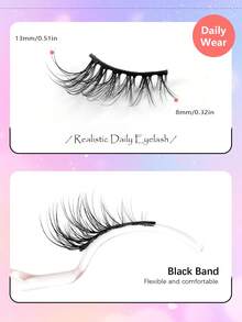 7 Pairs Mkhlina Natural Cat Eye Effect Half-Strip False Eyelashes, Slim Corner Lashes, Black Soft Band, Short Bar Style Daily Wear Fake Lashes - Half Eyelashes - View 5