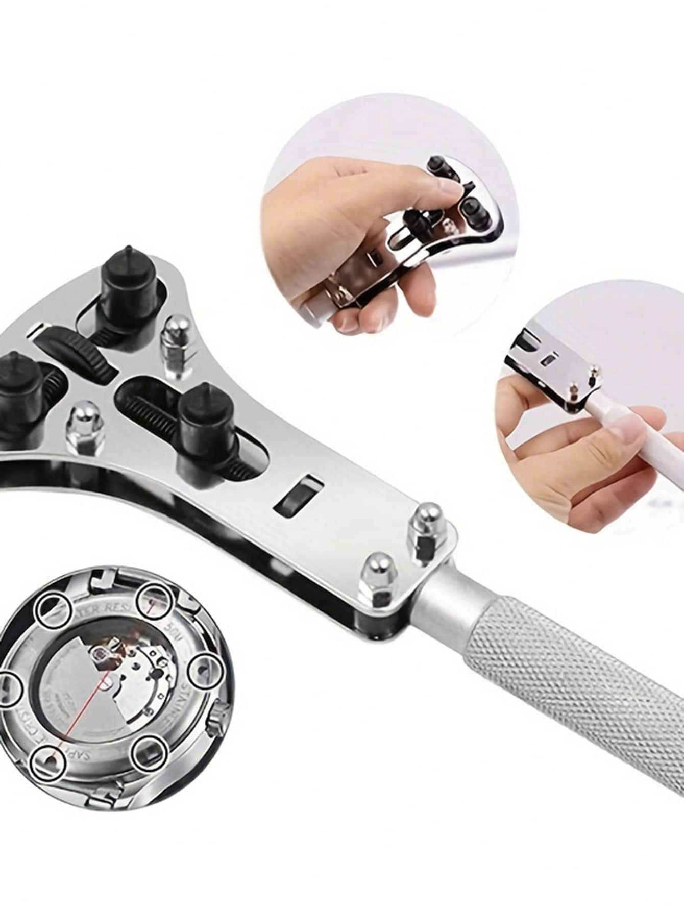 1pc Alloy Steel Long Forked Watch Repair Tool - Silver - View 1
