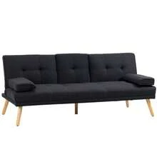 Sofa Bed, 3-Seater Sofa Bed With Fold-Down Table, Cup Holder, Bed Sofa With Linen Look, In Scandinavian Design, Load Capacity Up To 250 Kg, For Living Room, Grey - Gray - View 6