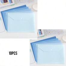 10pcs/5pcs A4 Clear PP Plastic Folders With Clips, Waterproof File Storage Folders, Macaron Colors (Pink, Blue, Green, Purple), Suitable For Students And Office Use, Study File Folders - Gradient Blue (Upgraded Thickened Version) - View 7