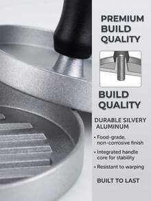 1pc Non-Stick Burger Press | Meat Press Set, Suitable For Making Beef, Cheese And Vegetable Burgers. Ergonomic Handle Design, Easy To Evenly Compress Meat - Perfect For Grilling, Home And Professional Kitchens. Modern Kitchen Utensil, Easy To Clean Surface, Suitable For All Seasons. - Black - View 7