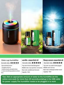 1 Peça Humidificador de Carro USB 180ml - Com Névoa Fria e Luzes LED, Aroma e Humidificador de Ambiente, Purificador de Ar Essencial Pequeno para Carros. Disponível em Preto e Branco, Proporciona Ar Fresco Duradouro e é Ideal para Carro, Casas, Quartos, Escritórios e Casas de Banho - Modelo H09 - Ver 26