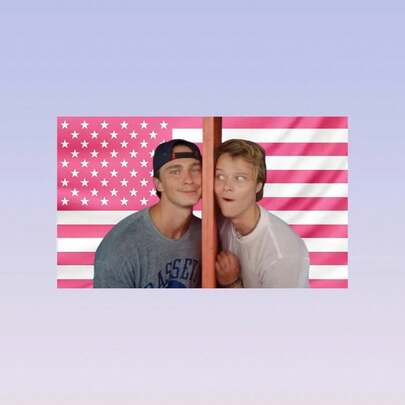 Rafe Cameron & JJ Maybank Pink American Flag Tapestry –  Wall Flag |   OBX Duo Banner |   Aesthetic Pink Dorm Decor