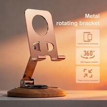 360° Rotating Metal Stand, 10kg Load-Bearing, 90° Multi-Angle Adjustable, Hollow Heat Dissipation, Large Base Suitable For Phones, Tablets, Office, Kitchen, Outdoor And More Scenarios, Minimalist Foldable Phone Holder - Multicolor - View 6