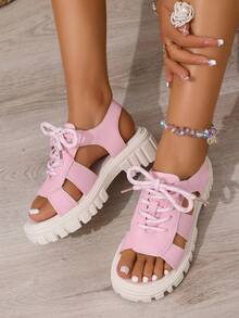 Women's New Casual, Elegant, Fashion, Suitable For Teenagers And Students Sandals - Baby Pink - View 6