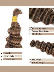 #4/30 Tóc giả kiểu Bohemian sóng sâu, 100% tóc người tự nhiên, dài 16-20 inch, 300g, mềm mại và nhẹ, thích hợp để tết tóc, dự lễ tốt nghiệp, kỷ niệm, lễ hội, đám cưới, sử dụng hàng ngày, tiệc tùng và cosplay. - S4/30 - Xem 4
