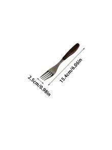 1件 Ins風極簡百搭仿木紋不鏽鋼主餐甜點匙叉，家用餐具，適用於咖啡廳、居家、餐廳、派對、舞會、辦公室 - 查看 14