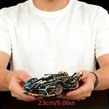1 Set Limited Edition Supercar Model Kit, Stylish Black & Gold Color, DIY Mechanical Assembly, High-Quality ABS Plastic, Stackable Vehicles, Building Blocks Set, Model Making, Youth Car Toy, 800+ Pieces - Multicolor - View 10
