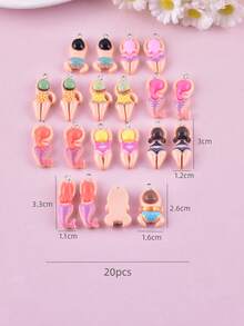 20pcs Assorted Cute Cartoon Swimming People Resin Pendant Earrings Necklace Jewelry Accessories - Multicolor - View 3