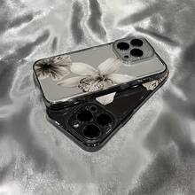 Flower 1pc Transparent Minimalist Space Case Lens Protection Anti-Drop Floral Pattern Phone Case, Suitable For IPhone 16 Pro Max, 17/16/15/14 Plus, 13/12/11, Air - Multicolor - View 4