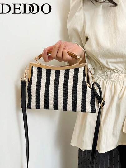 Dedoo Fashion Striped Bag Women's 2026 New Handbag Texture Ladies Shoulder Bag Leisure Women's Western Style Handbag