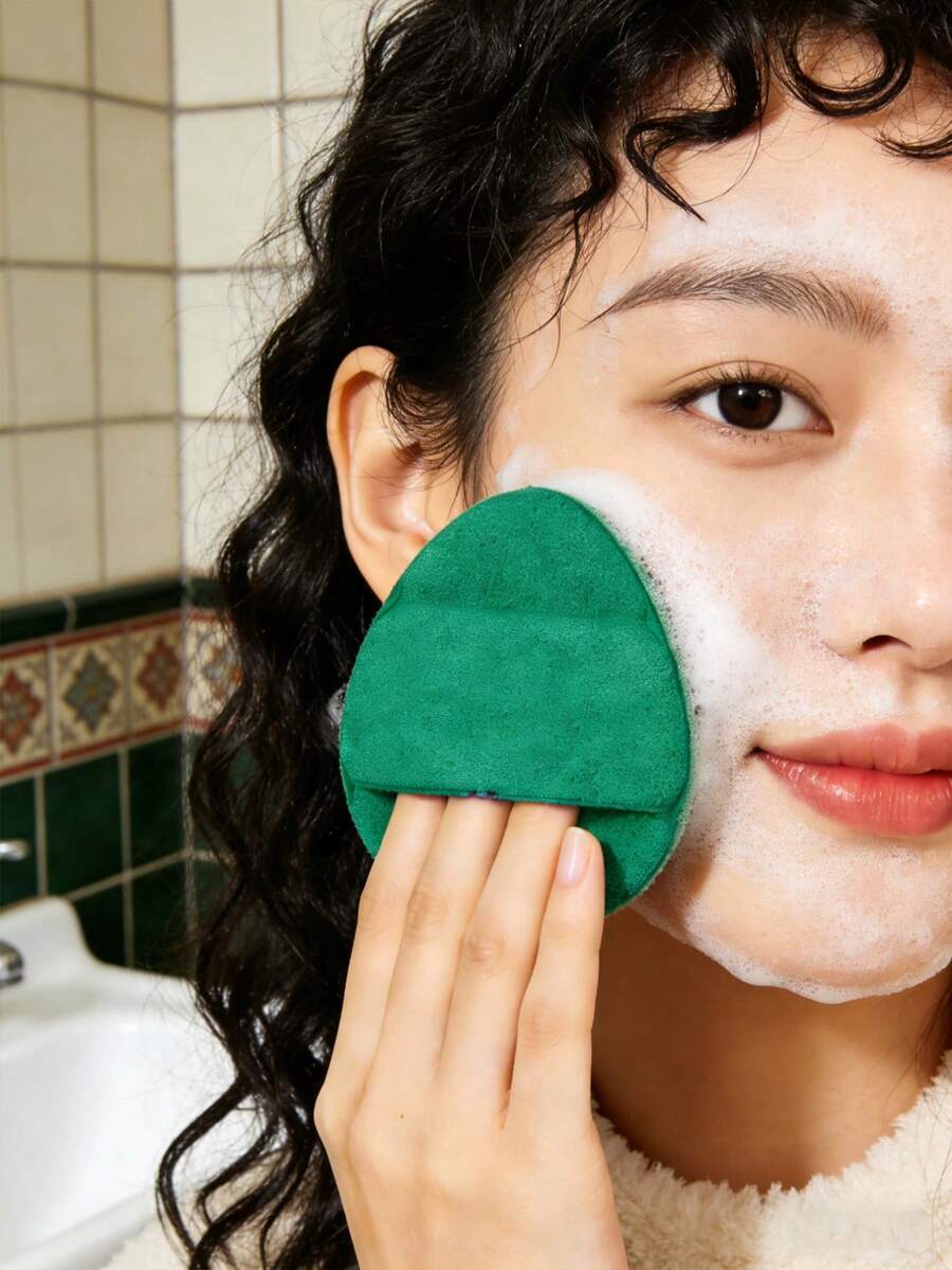 1 cọ rửa mặt, dụng cụ làm sạch sâu và tẩy tế bào chết nhẹ nhàng cho da mặt, khăn lau tẩy trang dạng găng tay, dụng cụ chà rửa mặt hình giọt nước.