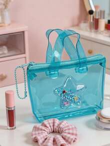 1pc Women's Transparent Mini Handbag, Jelly Bag, Fashion Starry Liquid Glitter Mini Tote Bag, PVC Material Purse, Transparent Wallet, Suitable For Vacation & Outings, With Pearl Chain For Easy Carrying, Can Be Used As Mini Handbag, Cosmetic Bag, Lipstick Organizer. Suitable As Gift For Family & Friends, For Shopping, Vacation, Travel, Birthday, Mother's Day - Multicolor - View 8