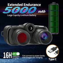 Thiết bị nhìn đêm dành cho người lớn, ống nhòm nhìn đêm độ phân giải cực cao 4K, trang bị cảm biến 52 megapixel và màn hình 4 inch, zoom kỹ thuật số 8X, nút bấm có đèn nền, pin 5000mAh Type-C sạc nhanh và pin có thể tháo rời. - Xem 5