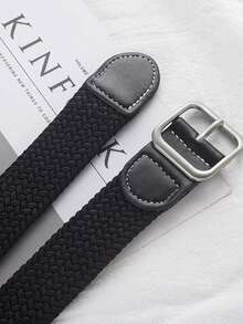 3条/套 男士弹力编织腰带，无孔弹力编织腰带，休闲牛仔裤腰带，带扣，高尔夫及日常休闲透气编织腰带 - 3pc(黑色+灰色+棕色) - 查看 8