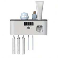 Wall-Mounted Toothbrush Holder With UV Ultraviolet Light, Automatic Toothpaste Dispenser And Large Capacity Storage Rack, Solar Powered No-Drill Bathroom Organizer, Multi-Slot Design, Suitable For Electric And Manual Toothbrushes, Ideal For Daily Home Use - Multicolor - View 16