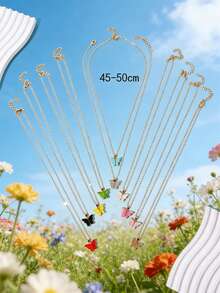 10pcs Assorted Color Butterfly Alloy Necklace Set For Women - Multicolor - View 9