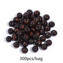 40-500颗 6/8/10/12/14/16/18mm 天然原木散珠，适用于珠宝制作，包括经典特色手链、项链、耳环、DIY钥匙扣等。 - 深咖色 - 查看 15