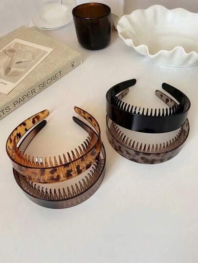 1/2//3/4pcs Women's Casual And Simple Comb-Shaped Hairpin With Teeth, Fluffy Hair Band, Inverted Comb For Hair, Hair Pressing Clip, Versatile Hair Accessory For Outings, Hair Decoration. Hair Band Hair Hoop